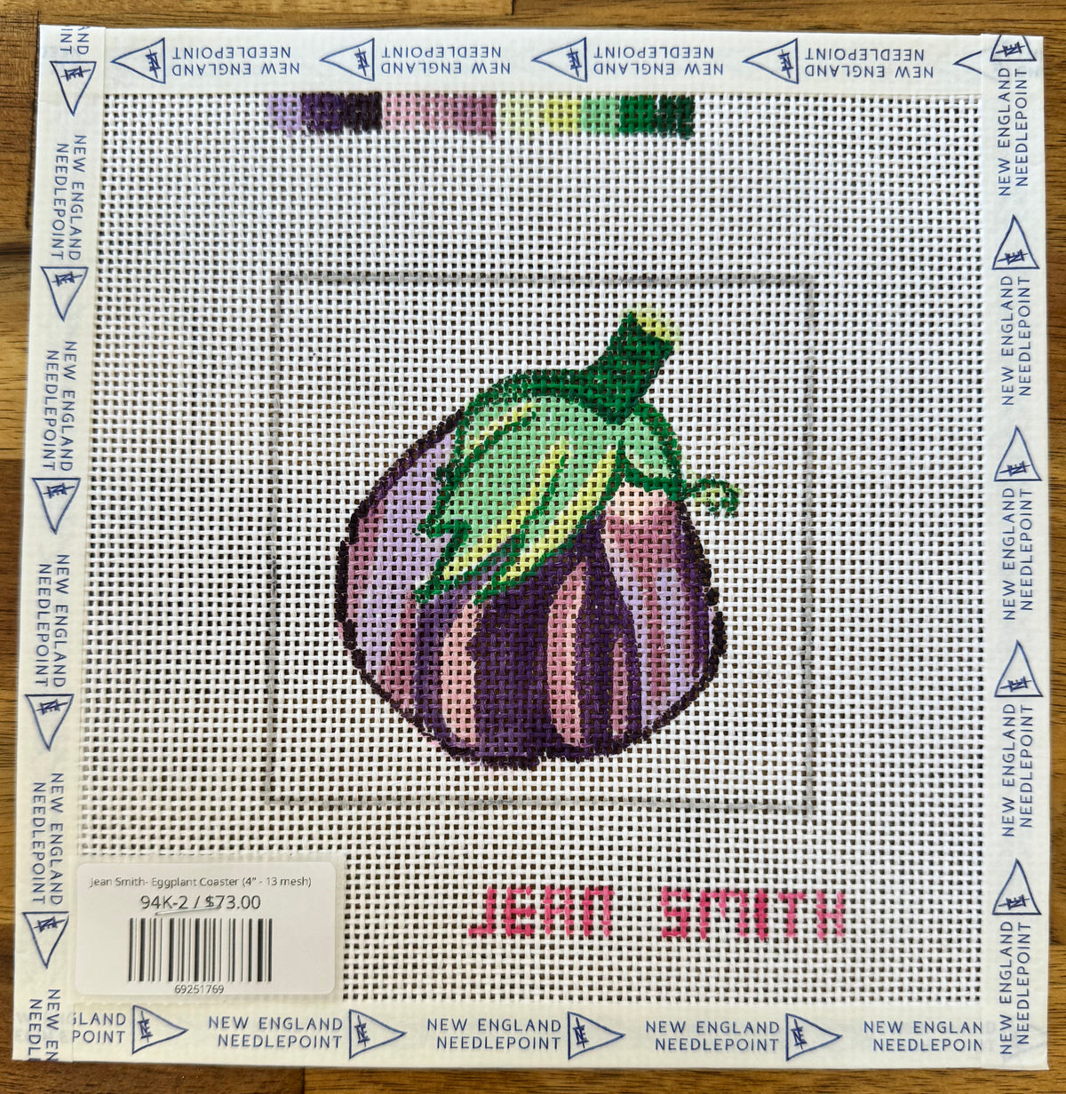 Jean Smith- Eggplant Coaster (4" - 13 mesh)