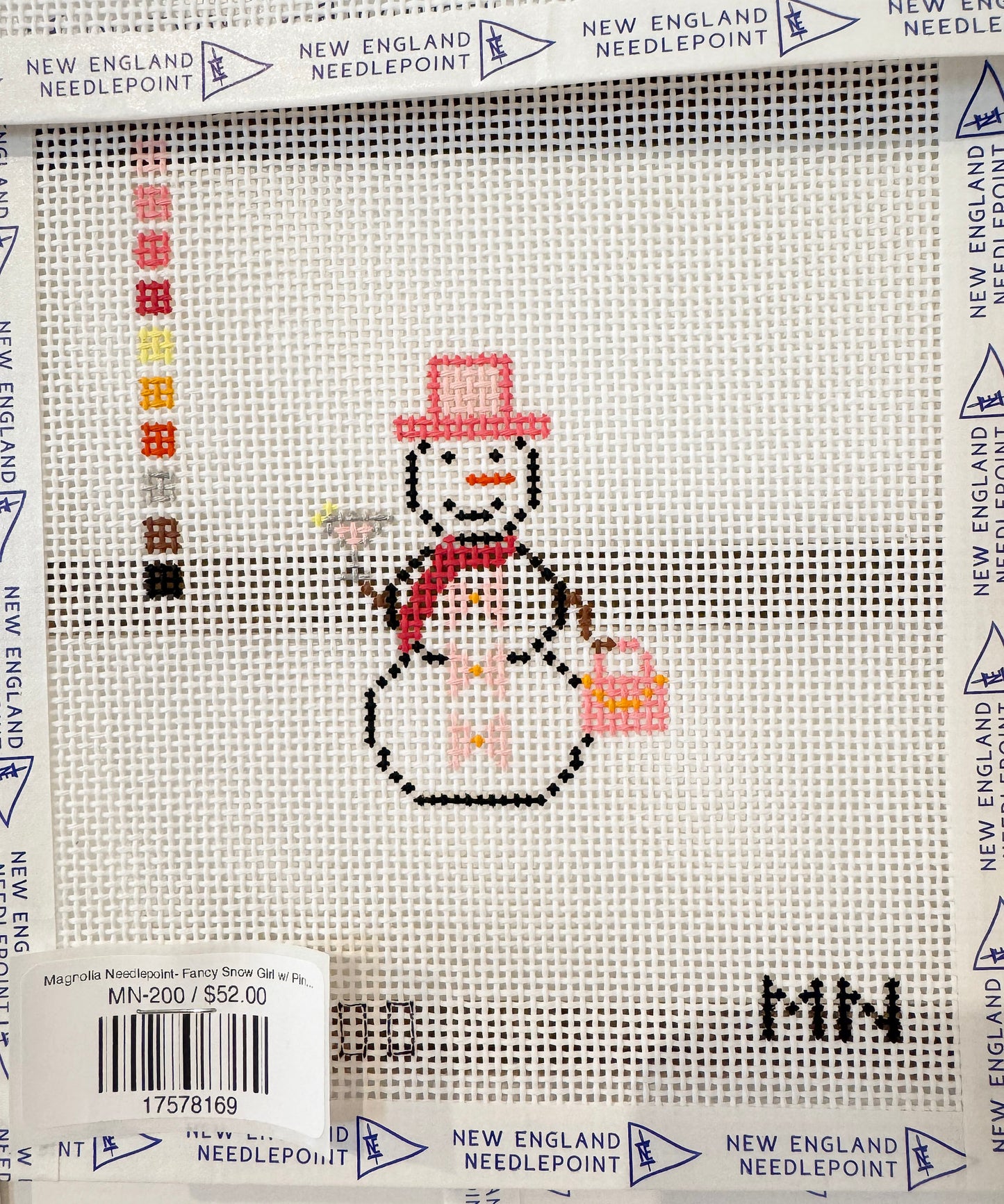 Magnolia Needlepoint- Fancy Snow Girl w/ Pink Bag & Cosmo