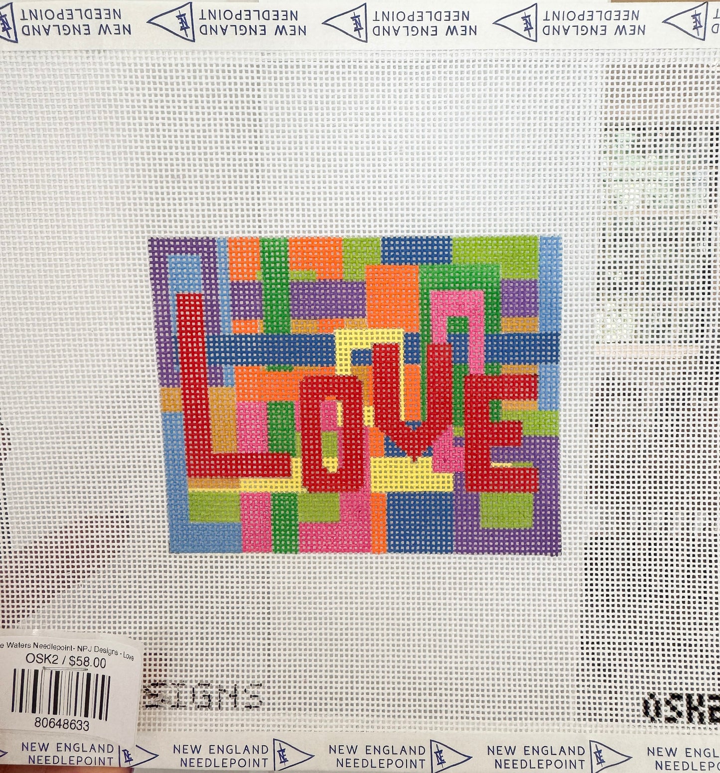 Blue Waters Needlepoint- NPJ Designs - Love