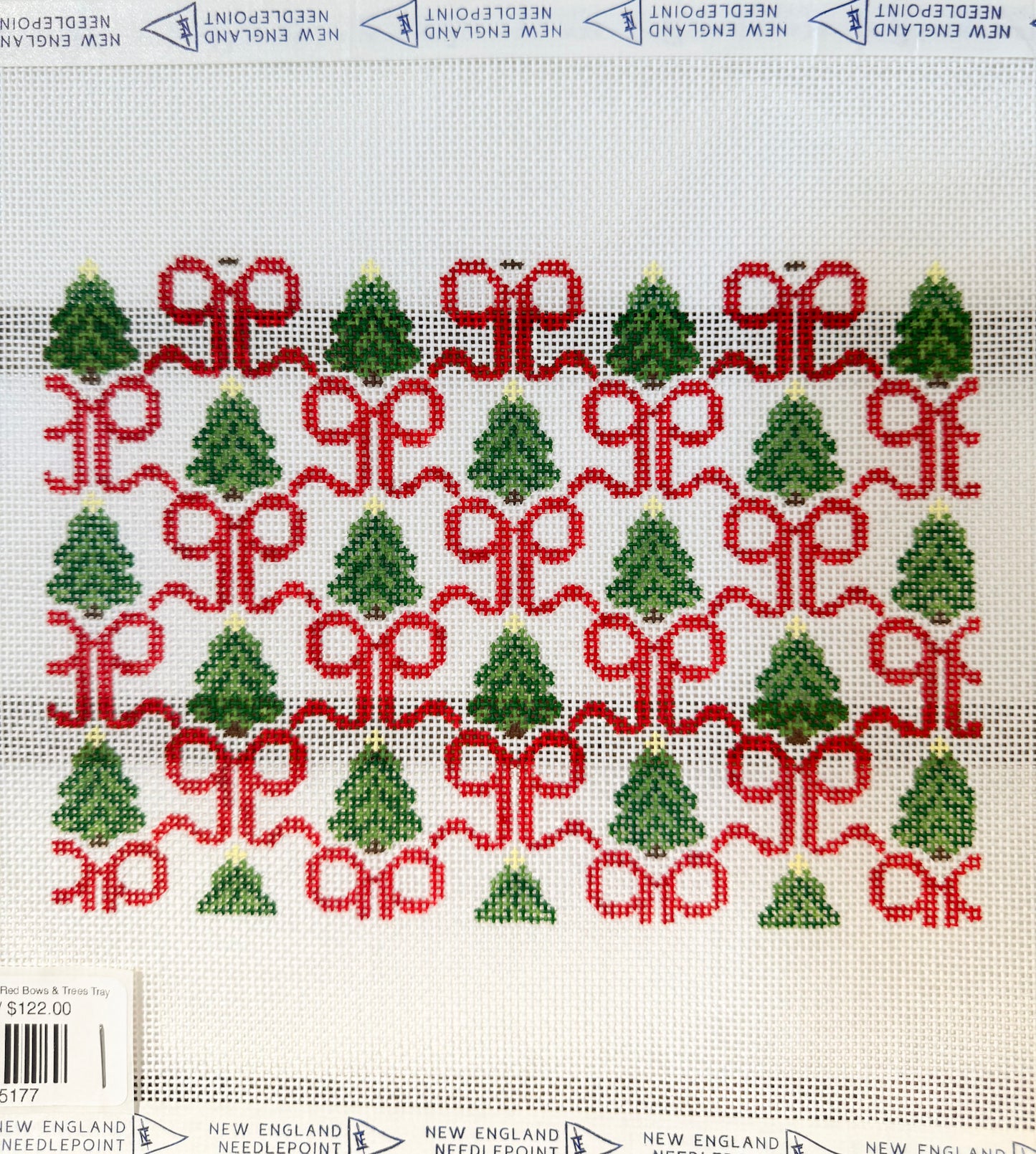 Magnolia Needlepoint- Red Bows & Trees Tray