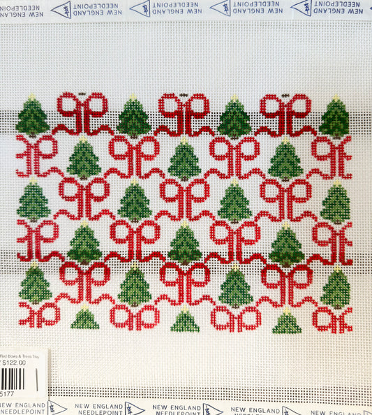 Magnolia Needlepoint- Red Bows & Trees Tray