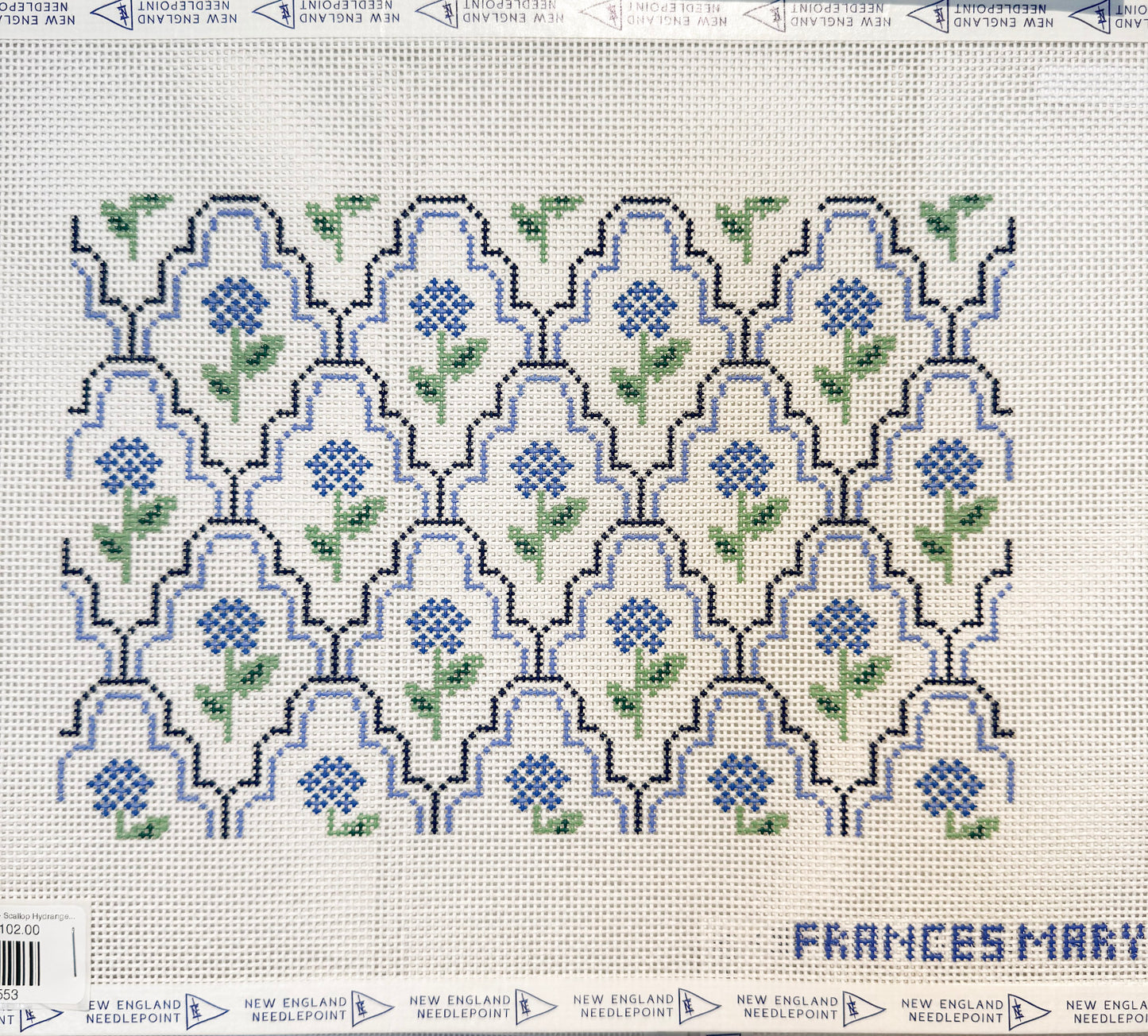 Frances Mary Needlepoint- Scallop Hydrangea Clutch